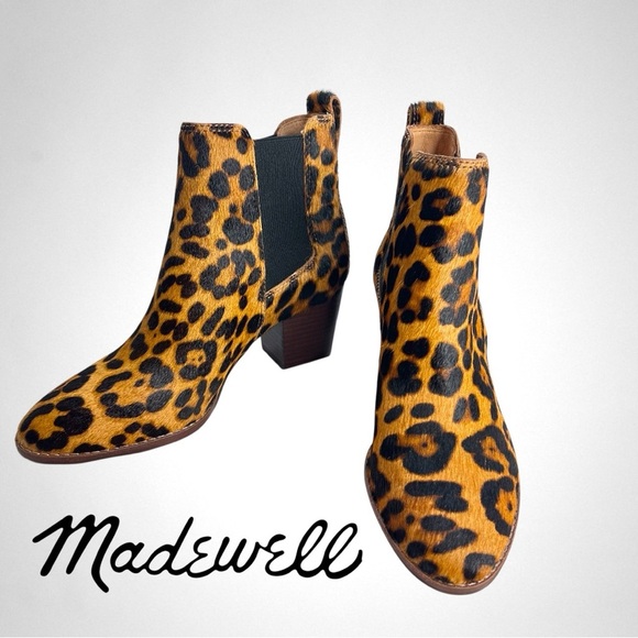 MADEWELL The Regan Boot in Leopard Calf Hair Ankle Boots Size 7 NWT - Picture 10 of 11